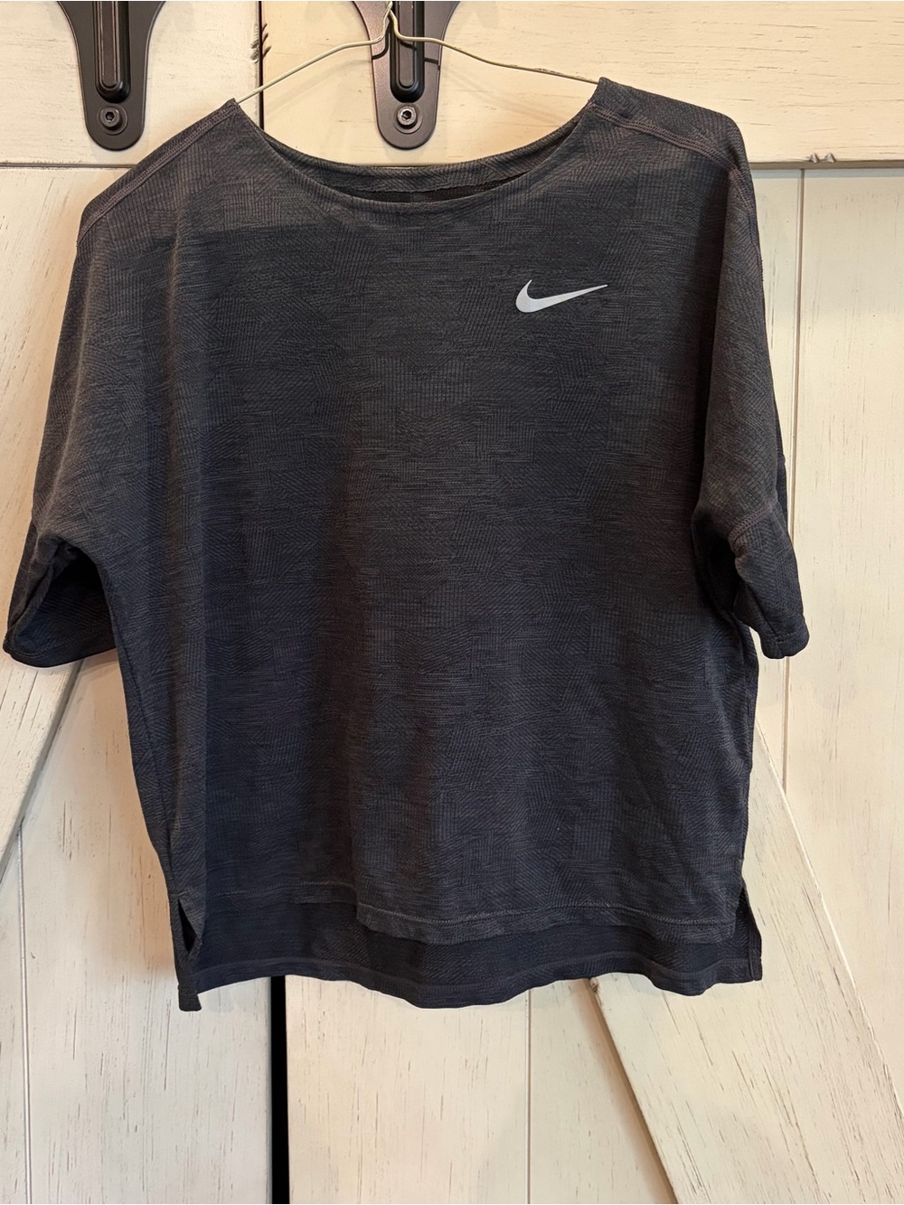 Nike Dark Gray Short Sleeve Athletic Top with Swoosh